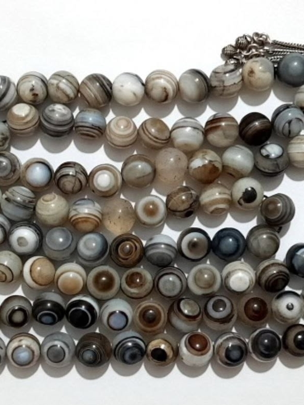 Natural Agate Bead Necklace - Neutral Tones